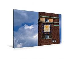 Premium Textil-Leinwand 90 x 60 cm Quer-Format Sonnenuhr am Hochzeitsturm | Wandbild, HD-Bild auf Keilrahmen, Fertigbild auf hochwertigem Vlies, Leinwanddruck von Claus-Uwe Rank