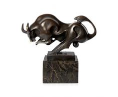World Art TW60050 Bronze Skulptur Kleine Stier Bronze Skulptur Statue mit Marmor Basis, Bronze, 20.5x18x9 Cm