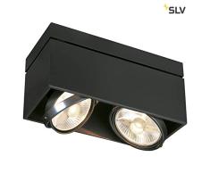 SLV LED Deckenlampe KARDAMOD für eine effektvolle Innenbeleuchtung | Dreh- und schwenkbare LED Deckenleuchte, Decken-Strahler, Spot Innenleuchte | Zweiflammig, Eckig, Schwarz, GU10, max. 75W, E -A++