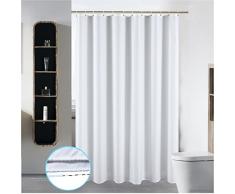 S · lattye Badezimmer Dusche Vorhang Liner Waterproof Stoff Schimmelfest waschbar Polyester (Hotel Qualität Umweltfreundlich Sheer Damast Streifen) mit Heavy Duty weiß Kunststoff Haken 72 x 78 Stripe White
