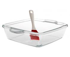 Dajar 59224 Glasbräter Guzzini quadratisch mit Silikonpinsel 1,95 L Pasabahce, Glas, Transparent, 27 x 22 x 6 cm