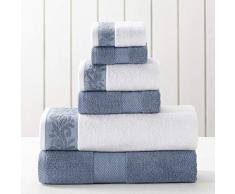 Amrapur Overseas Handtuch-Set mit Jacquard-Bordüre, 600 g/m², Blau, 6-teilig