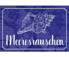Meeresrauschen - Muschel - Meer - Sand - Strand - Sea Hinweis Wanddeko Blechschild, 20x30 cm tin Sign