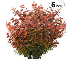 Everflora Buchsbaum-Kunstholz (6 Stück), Grünerei, Buchsbaum-Stängel, künstliche Pflanzen für Zuhause, Hochzeit, Garten, Terrasse, Innen- und Außendekoration