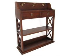 Benjara X Sides Wandregal, Holz, 2 Schubladen und 2 offene Einlegeböden, Braun