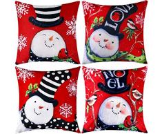 Jetec 4 Stück Kissenbezug Kissenbezug Baumwolle Leinen Kissen Dekoration für Halloween Thanksgiving Weihnachten Herbst 45,7 x 45,7 cm 18 x 18 inches Color Set 10