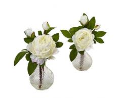 Nearly Natural Fast Natur 27,9 cm Pfingstrose mit Vase (Set von 2), andere