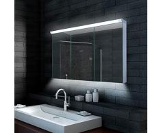 Lux-aqua Design Alu Spiegelschrank LED Beleuchtung (120x70cm) LMC12070, Silber, 1200x700x118mm
