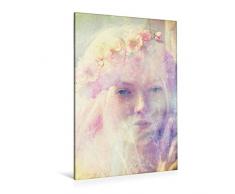 Calvendo Premium Textil-Leinwand 80 cm x 120 cm hoch, Scheue Wassernixe | Wandbild, Bild auf Keilrahmen, Fertigbild auf echter Leinwand, Leinwanddruck: Junge mit Blumenkranz im Haar Menschen Menschen