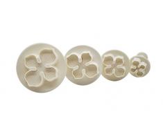 DeColorDulce Medium Orchidee Set Keksausstecher mit Auswerfer, weiß, 28 x 10 x 5 cm, 4 Stück