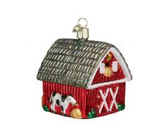 Old World Christbaumschmuck aus Glas, geblasen, mit S-Haken und Geschenkbox, House Collection Barn