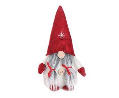 Mini-Weihnachtszwerg Plüsch Puppe, handgemachte schwedische Tomte Figuren, skandinavische Tomte, Santa Nisse, nordisches Plüsch Elf Puppe Spielzeug Geschenke Weihnachtsdeko Ornamente Tischdeko Geschenk, 19 cm Rot, lange Zöpfe