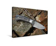 Premium Textil-Leinwand 45 cm x 30 cm quer Jagdmesser von Kilian Kreutz, geschmiedet mit Geschützlaufstahl der Weltkriegs II Vierlings Flak