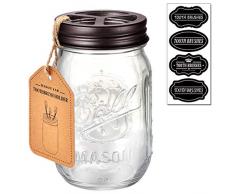 Andrew & Sarah Mason Jar Zahnbürstenhalter - Bronze - mit echtem Glas 16 Ounce Ball Mason Jar für Regular Mouth Mason Jar, hält 3 Zahnbürsten, aus Premium rostfreiem 304 Edelstahl Deckel - rustikal