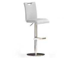 Robas Lund Barhocker Weiß mit Lehne Barstuhl drehbar 360 Grad, Hocker höhenverstellbar, PU BAR.DO