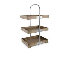 K&K Interiors 13797C-NA Tablett, 3-stöckig, rechteckig, 34 cm, Holztanne