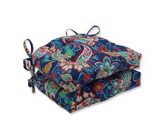 Pillow Perfect Outdoor | Indoor Paisley Party Blau Große Stuhlkissen (2er-Set) 17,5 x 16,5 x 4