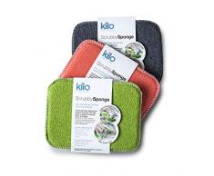 Kilo Scrubby Schwamm – Anti-Kratch Topf Topfreiniger mit Saugkern, Mehrzweck-Set (3 Stück), 17x13cm Set of 3