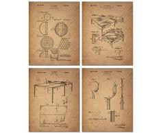 BigWig Prints Tisch Tennis Patent Prints – Set von Vier 8 x 10 Vintage Ping Pong Wand Art Decor Fotos