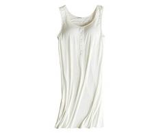FOURSTEEDS Damen Modal integrierter BH Camisole Regal BH Spaghetti Träger Tank Kleid - Weiß - M