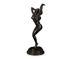 Arte Dal Mondo Scultura Frauenakt Bronze Skulptur Statue mit Marmor Basis, 38 x 15 x 15 cm