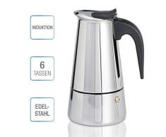 Espressokocher Induktion geeignet (Edelstahl Kaffeekocher für 6 Tassen (300ml), Aluminiumfreie Espressokanne, Mokkakanne für Herd, spülmaschinenfester Espresso Maker)