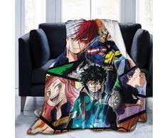 My Hero Academia Luxuriöse Flanell-Fleece-Decke, leicht, superweich, gemütlich für Bett, Sofa 50 x40 schwarz, d