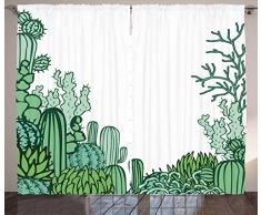 Cactus Decor Vorhänge von ambesonne, Arizona Desert Mottoparty Doodle Kaktus,, Hirschhorn Buckhorn Ocotillo, Wohnzimmer Schlafzimmer Fenster Drapes 2 Panel Set, grün Leuchte grün Seafoam, Textil, Multi 1, 108 W By 108 L