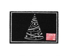 JVL Festive Christmas Sparkle Single Weihnachtsbaum Kokosfaser Fußmatte 40 x 60 cm, schwarz