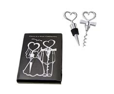 Hoocozi 2 Paar Wein-Geschenk-Set für Paare, Wein-Accessoires, Geschenk-Set in Herzform und Flaschenverschluss, Wein-Geschenk-Set