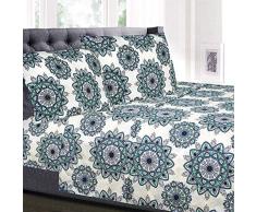 Sweet Home Collection 1800 Fadenzahl Bettwäsche Set - weiche ägyptische Qualität gebürstete Mikrofaser hypoallergen Bettwäsche Set mit Bettlaken, 2 Kissenbezügen Bettlaken-Set Short Queen blaugrün