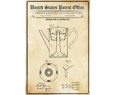 Schatzmix Patent für eine Kaffeekanne Metallschild 20x30 Deko tin Sign Blechschild, Blech, Mehrfarbig, 20x30 cm