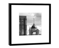 COGNOSCO Fotografie im Holzrahmen: Fortunaportal Stadtschloss Fotodruck-Format 27 x 27 cm-Rahmenfarbe Hochwertiges Wandbild, Geschenkidee oder Souvenir aus Potsdam, Holz, Schwarz-Weiß, Rahmen
