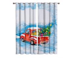 KAROLA Ösenvorhänge für Küche, Schlafzimmer, Wohnzimmer, Wäsche, Fenster, Vorhänge, Indianer und Wölfe, Polyester-Mischgewebe, Weihnachts-Truckala4498, 2 Panel Set, 52 inch Wide by 63 inch Long