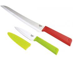 KUHN RIKON 26692 Colori+ Classic 2-teilig Rüst Brotmesser grün/rot Messerset Rüstmesser Gemüsemesser Kochmesser Küchenmesser, Kunststoff, 41 x 13.8 x 2 cm, 2-Einheiten