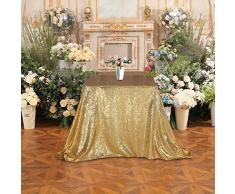 Poise3EHome Quadratische Pailletten-Tischdecke für Party, Kuchen, Dessert, Tisch, Ausstellungen, Events 60x60 Non-transparent Gold
