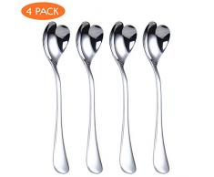 HISSF Herzform Kaffee Löffel, Eis Löffel, Dessertlöffel 18/10, Feines Edelstahl Löffel Set von 4, 17 cm