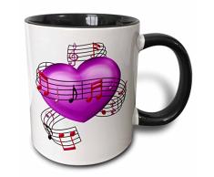 3dRose Violett und Pink-Töne mit Einer Herz Illustration-Two Ton, schwarz, Kaffeebecher, Keramik, Schwarz/Violett, 10.16 cm x 7,62 x-Uhr