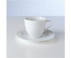 Berghoff Verglastes Porzellan Frühstück Tasse und Untertasse, weiß, 380 ml, groß