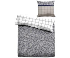 TOM TAILOR 0069514 Satin Bettwäsche Garnitur mit Kopfkissenbezug (Baumwolle) 1x 155x220 cm + 1x 80x80 cm, hellgrau