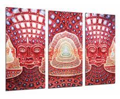 Wandbild - Moderne Dekoration, Gesichter, abstrakt rot, rötlich, 97 x 62 cm, Holzdruck - XXL Format - Kunstdruck, ref.26830