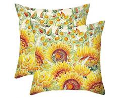 WOMHOPE Dekokissenbezüge mit Blumenmuster, 45,7 x 45,7 cm, für Wohnzimmer, Couch und Bett. Casual 18 Sonnenblumen