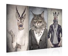 Bilder Tiere Hirsch Abstrakt Wandbild 120 x 80 cm Vlies - Leinwand Bild XXL Format Wandbilder Wohnzimmer Wohnung Deko Kunstdrucke Braun 3 Teilig - MADE IN GERMANY - Fertig zum Aufhängen 018331a