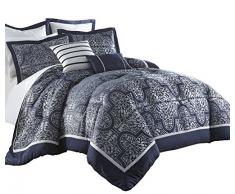 Chezmoi Collection Com Mayan Schmusetuch mit Blumenmuster, Jacquard, Marineblau, 7-teilig