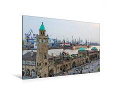 Premium Textil-Leinwand 120 x 80 cm Quer-Format Die St.Pauli LandungsbrÃ¼cken | Wandbild, HD-Bild auf Keilrahmen, Fertigbild auf hochwertigem Vlies, Leinwanddruck von Gabriele Krug