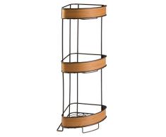 iDesign RealWood Eckregal freistehend, kompaktes Badregal aus Metall mit Holz-Akzenten, Bad Organizer, bronze-/teakfarben