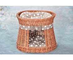 e-wicker24 Katzenkorb aus Weide, Korb, honiggelb, 50 x 40 x 45 cm