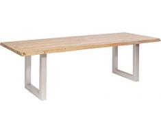 Kare Design Tisch Pure Nature, Esszimmertisch, echte Baumkante, massiver Esstisch aus Akazienholz, Metallbeine matt, Baumkantentisch (H/B/T) 76x240x100cm
