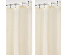 mDesign 2er-Set Duschvorhang aus Polyester – langer Badewannenvorhang fürs Badezimmer – 182,9 cm x 182,9 cm – wasserabweisende Duschgardine für Dusche oder Badewanne – sandfarben
