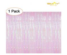 ShiDianYi Lametta Fransenvorhang Fensterfolie Fransen Kurz/Fotohintergrund Weihnachtsdekoration 3FTx8FT Molticolor White